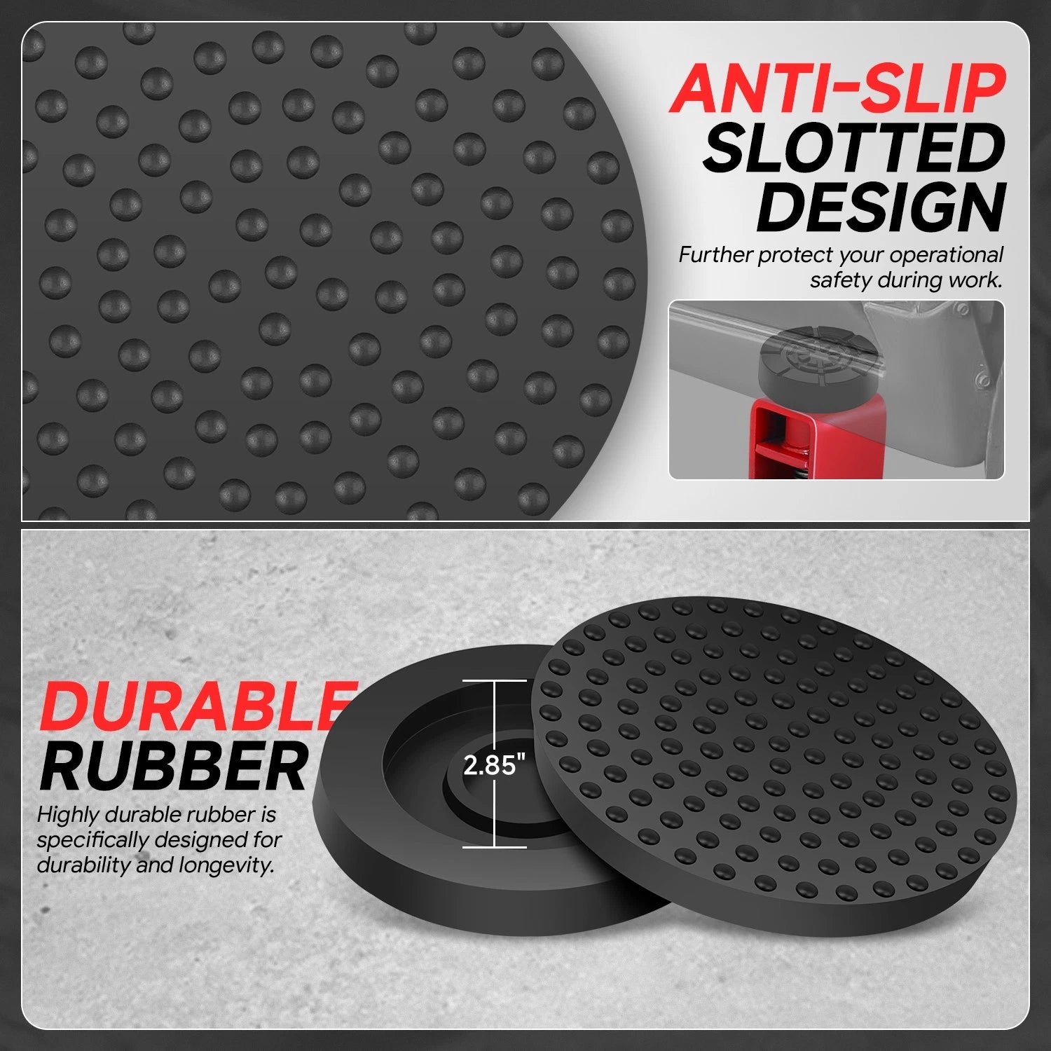 Set of 2 Rubber Pad Adapters for Floor Jack Protection (Universal)