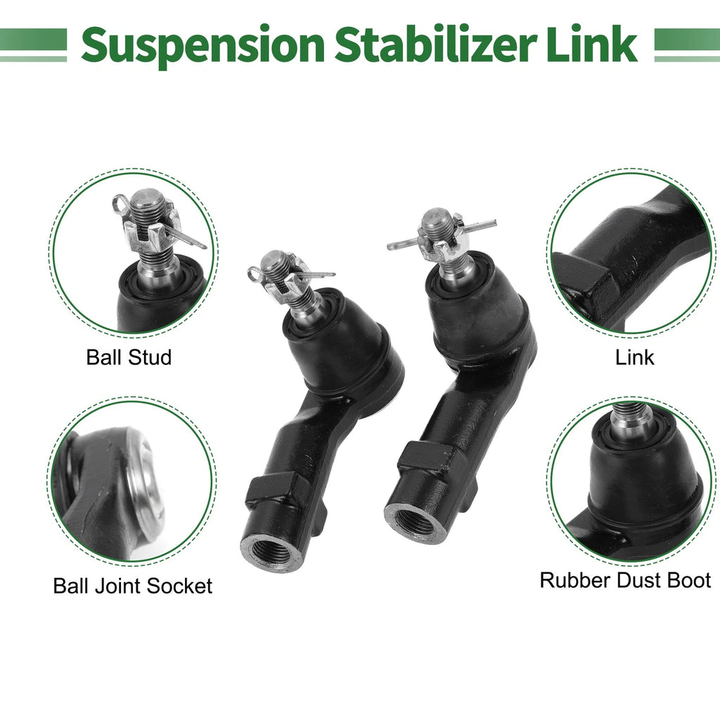6pcs Front Suspension Kit Inner Outer Tie Rod End with Boot for Dodge Dart (2013–2016)