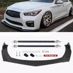 Front Bumper Lip Splitter Spoiler + Strut Rods for Infiniti G37 (2008–2013)