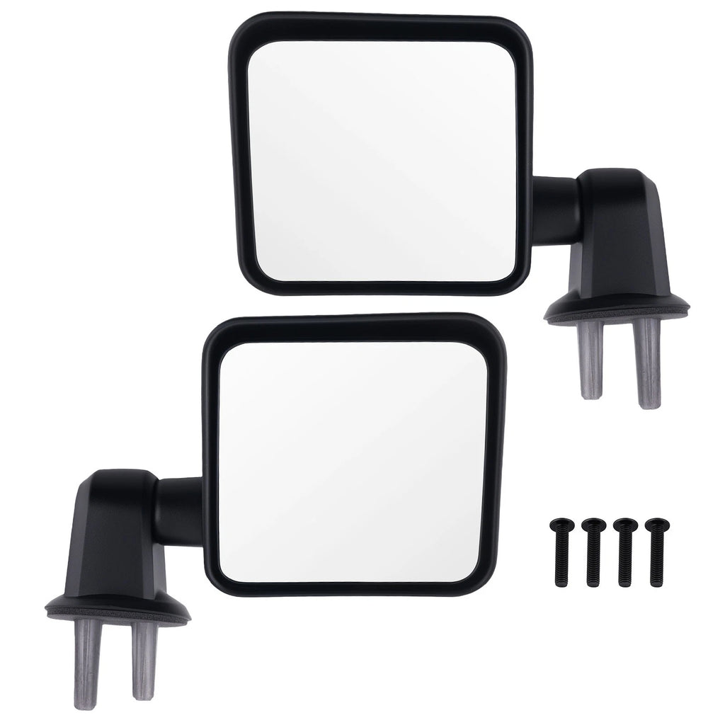 Set of 2 Manual Black Side Mirrors for Jeep Wrangler Unlimited (2007–2017)