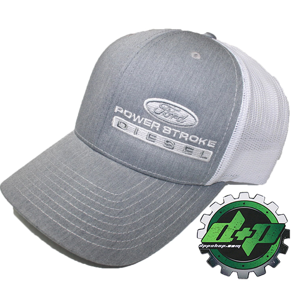 Ford Powerstroke Truck Hat Richardson 112 Gray Denim White Mesh Diesel