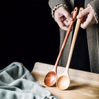 Wooden Kitchen Spoon with Long Handle for Stirring and Scraping Pans
