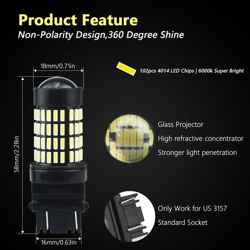 2X LED Reverse Light Bulbs for GMC Sierra 1500 (2005–2008)