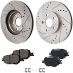 Disc Brake & Pad Kit for Scion tC (2005–2010) Cross-Drilled Slotted
