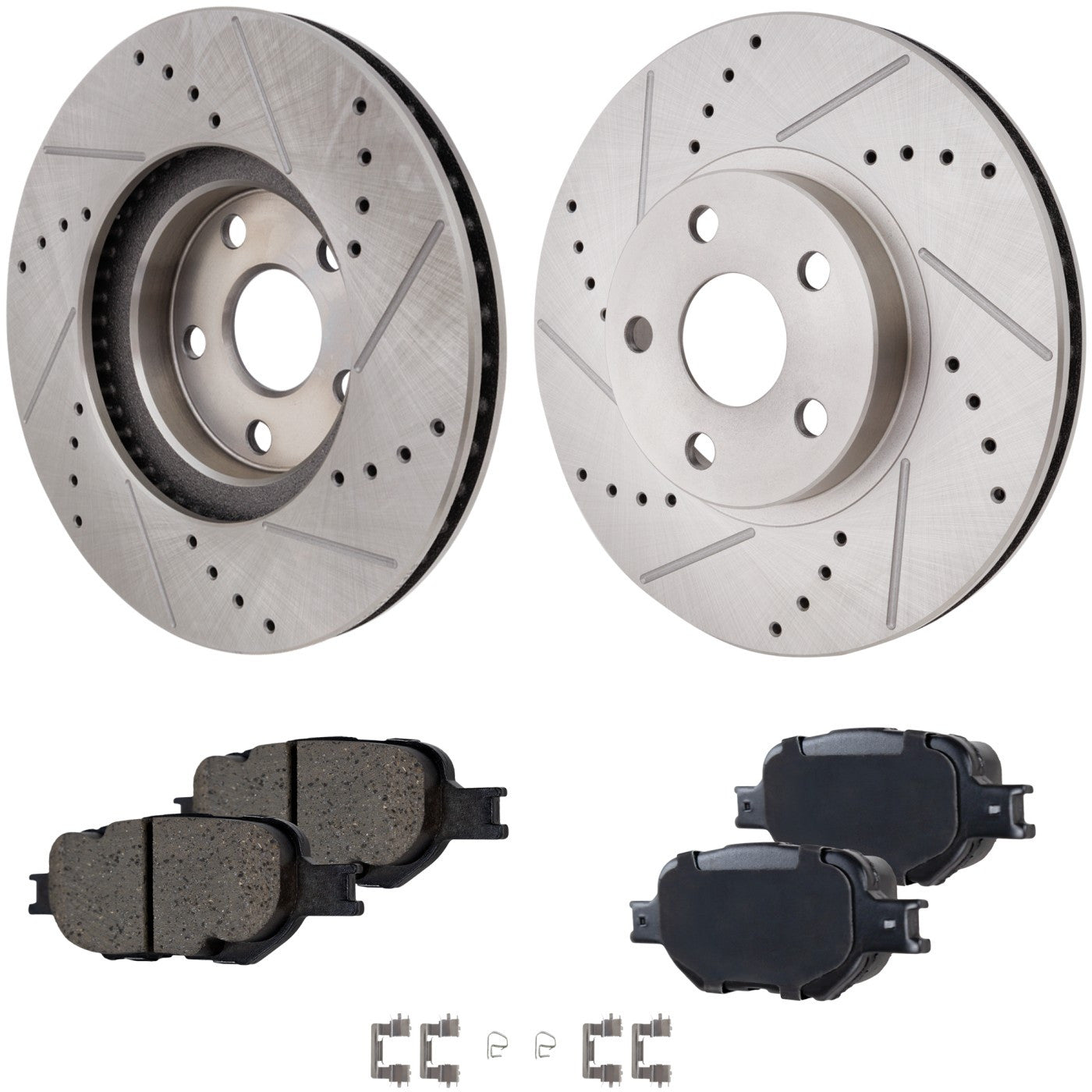Disc Brake & Pad Kit for Scion tC (2005–2010) Cross-Drilled Slotted