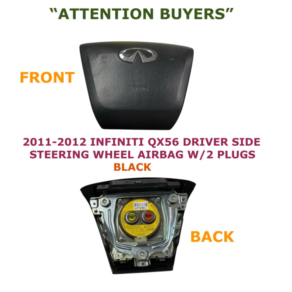 Driver Wheel Airbag for Infiniti QX56 (2011–2012) W/2 Plugs Black