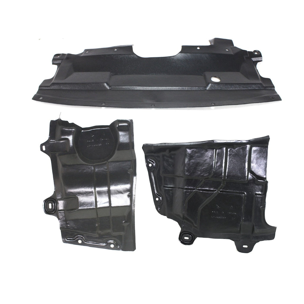 Set of 3 Engine Splash Shields for Front Driver & Passenger Side