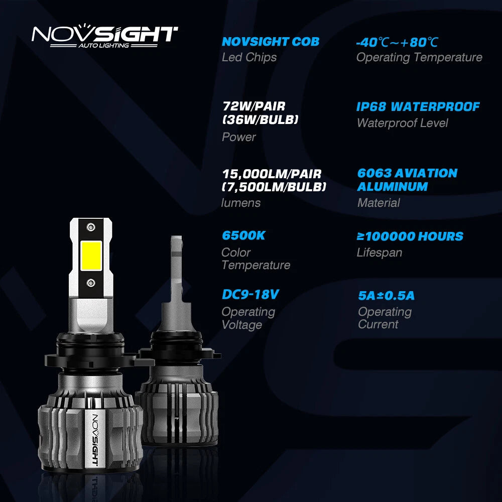 2X H4 9003 LED Headlight Bulbs Conversion Kit 6500K for Nissan Volkswagen