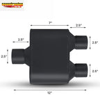 2.5" Inlet/Dual Outlet Stainless Steel Exhaust Muffler for