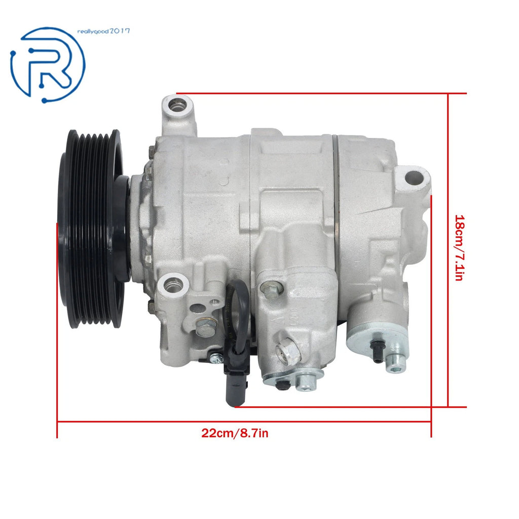 A/C Compressor with 6-Groove Pulley for Audi A6 (2006–2011)