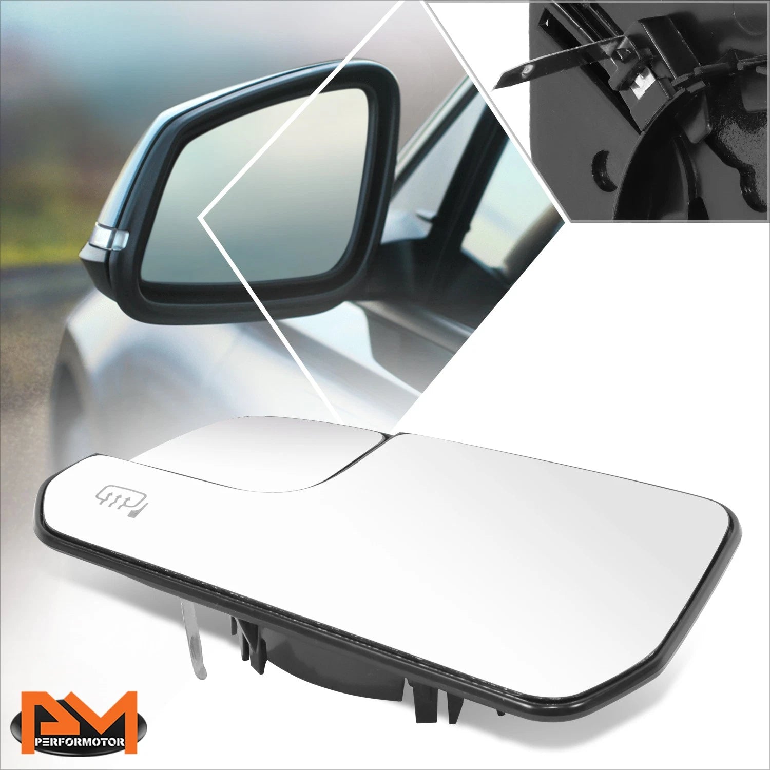 Driver Left Side Heated Flat Mirror Glass for Ford Mustang (2015–2023)