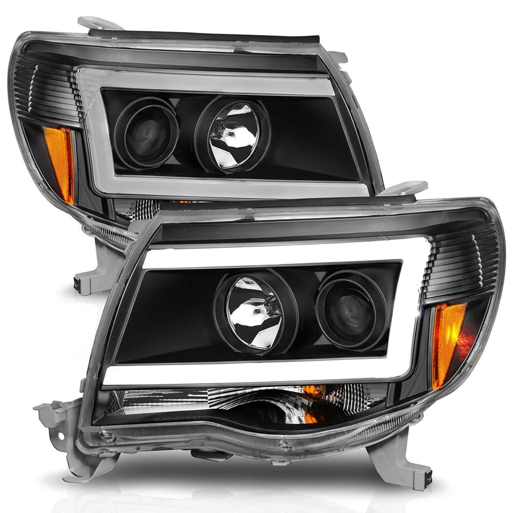 Projector Headlight Set Black Clear Lens Replacement for Toyota Tacoma (2005–2015)
