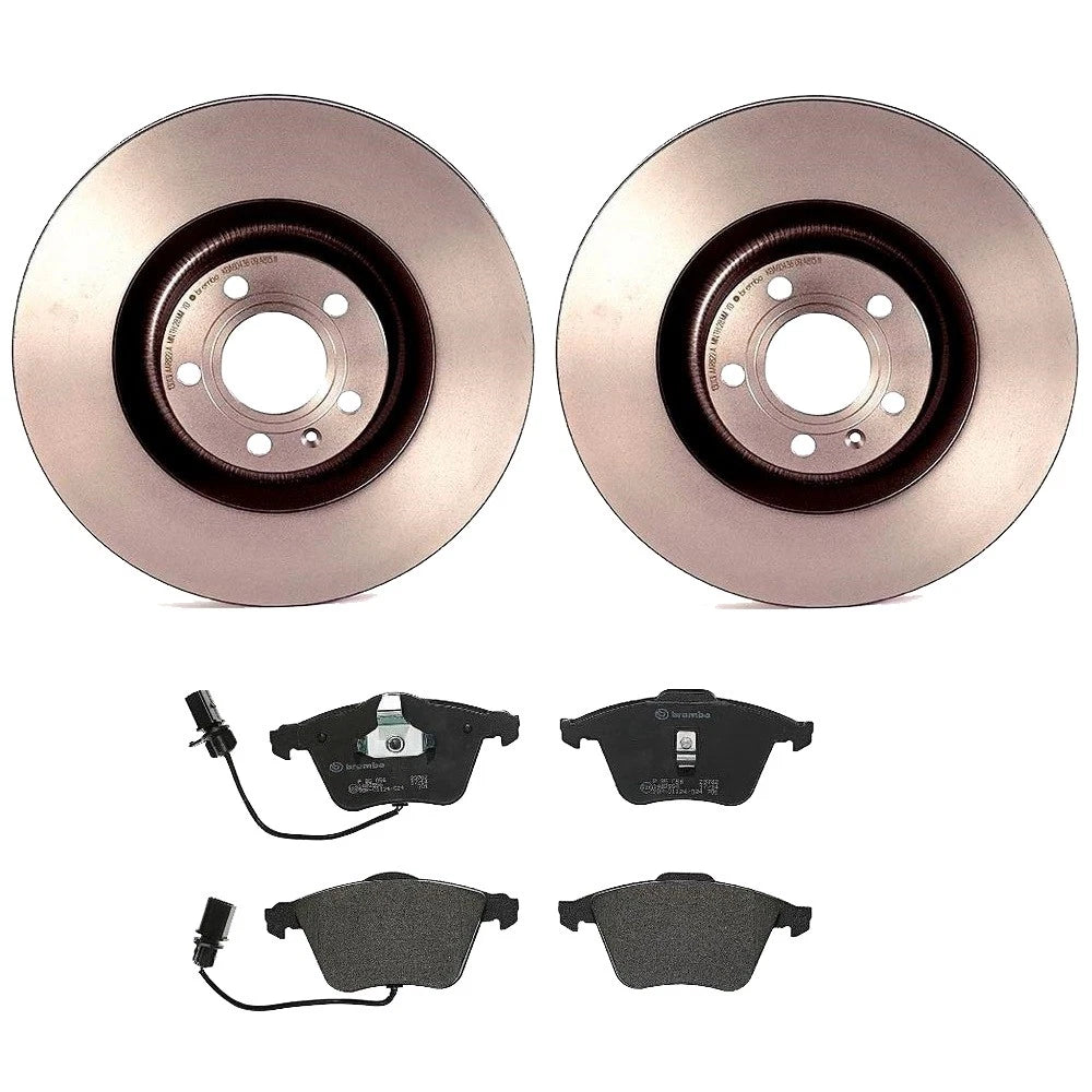 Brembo Front Brake Kit Disc Rotors Coated 345mm Low-Met Pads for Audi S4 (2004–2009)