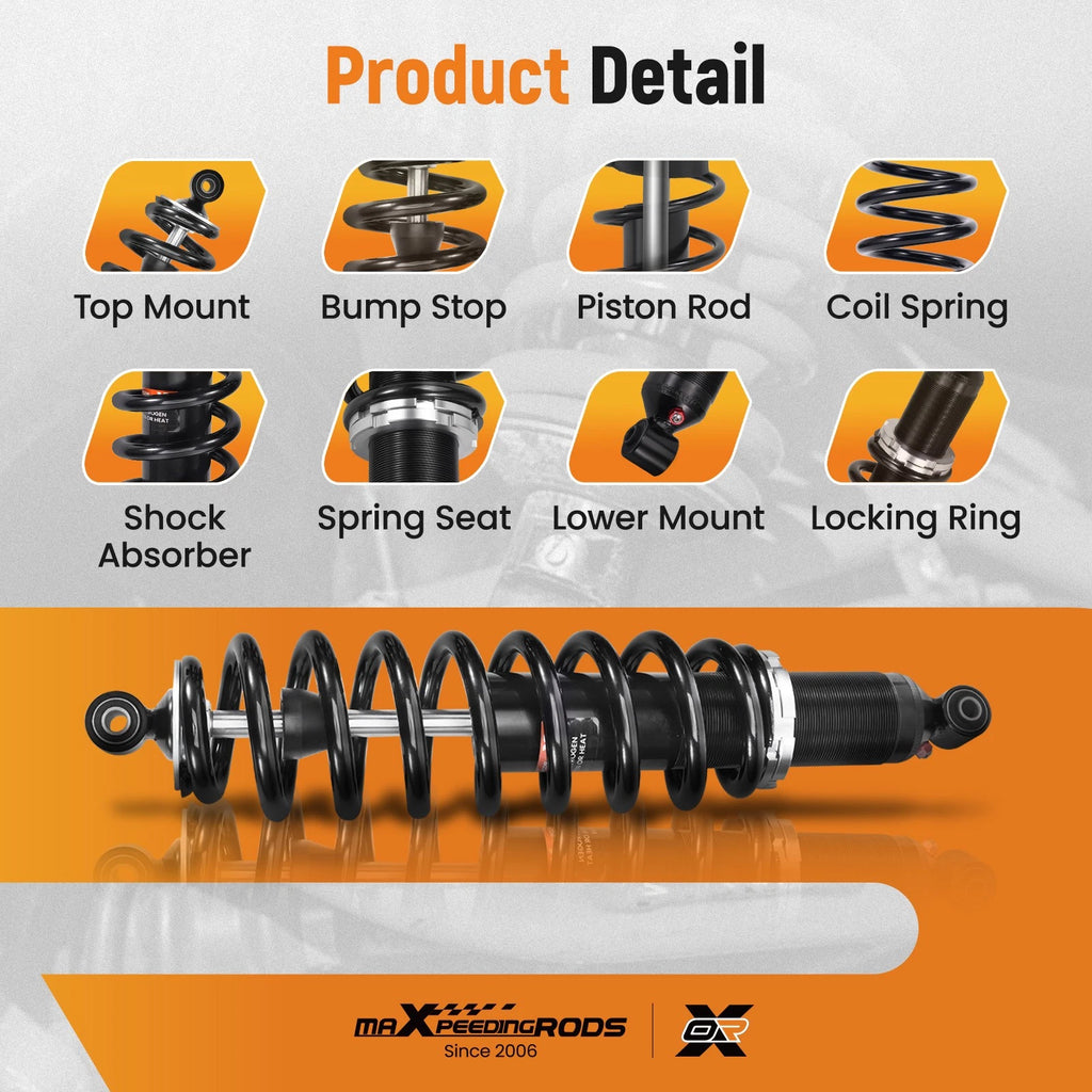 Set of 4 Coil-over Shocks for Polaris Ranger 500 800 900 Crew (2006–2021)