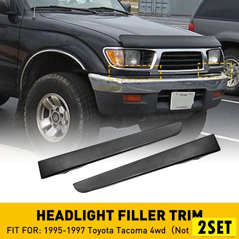 Set of 2 Front Bumper Grille Headlight Filler Panel Trim for Toyota Tacoma (1995–1997)
