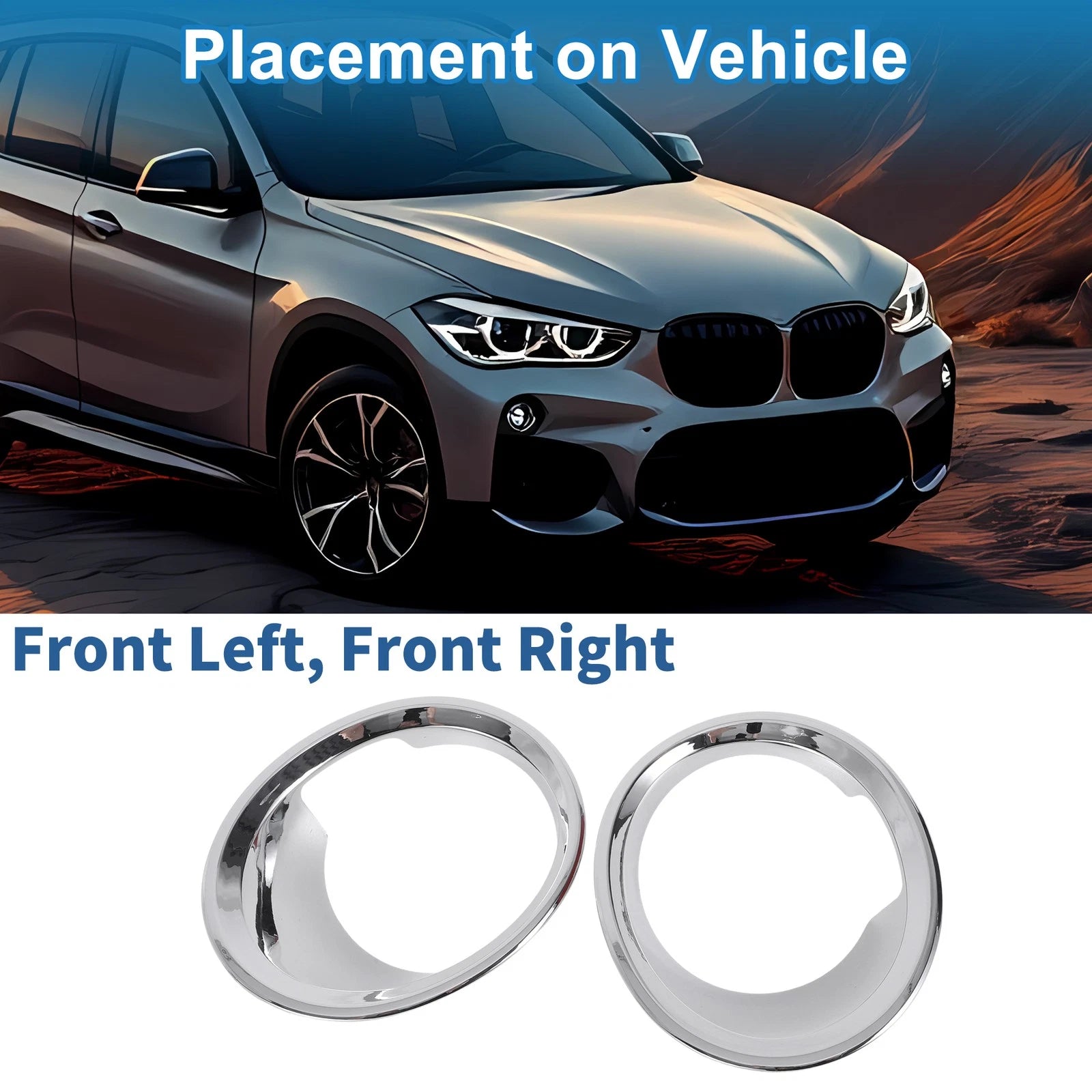 2X Headlight Trim Bezel for BMW X1 F48 (2016–2019)