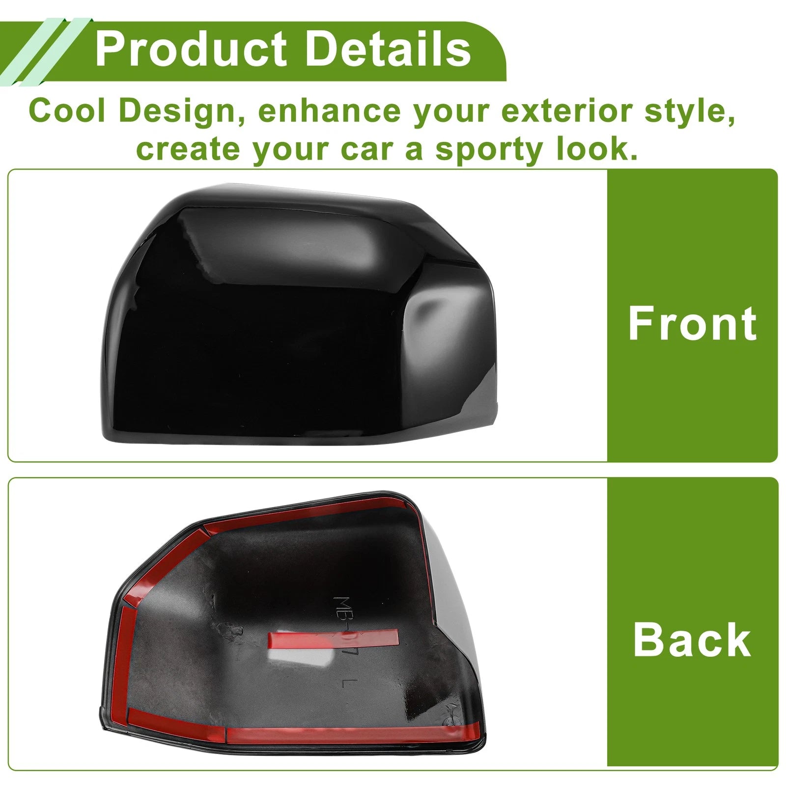 1 Pair Side Mirror Cover Caps for Ford F150 (2015–2023) Gloss Black