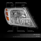 Right Headlight for Nissan Frontier (2009–2021) OE Style Chrome Housing Amber