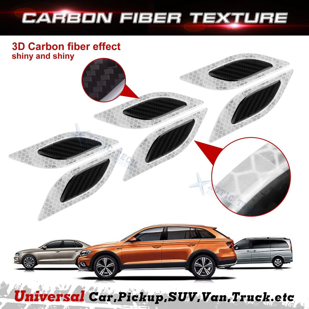 White Carbon Fiber Pattern 3D PVC Night Reflect Car Vent Edge Bumper Decal