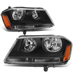 Factory Style Black Housing Amber Corner Headlights for Dodge Avenger (2008–2014)
