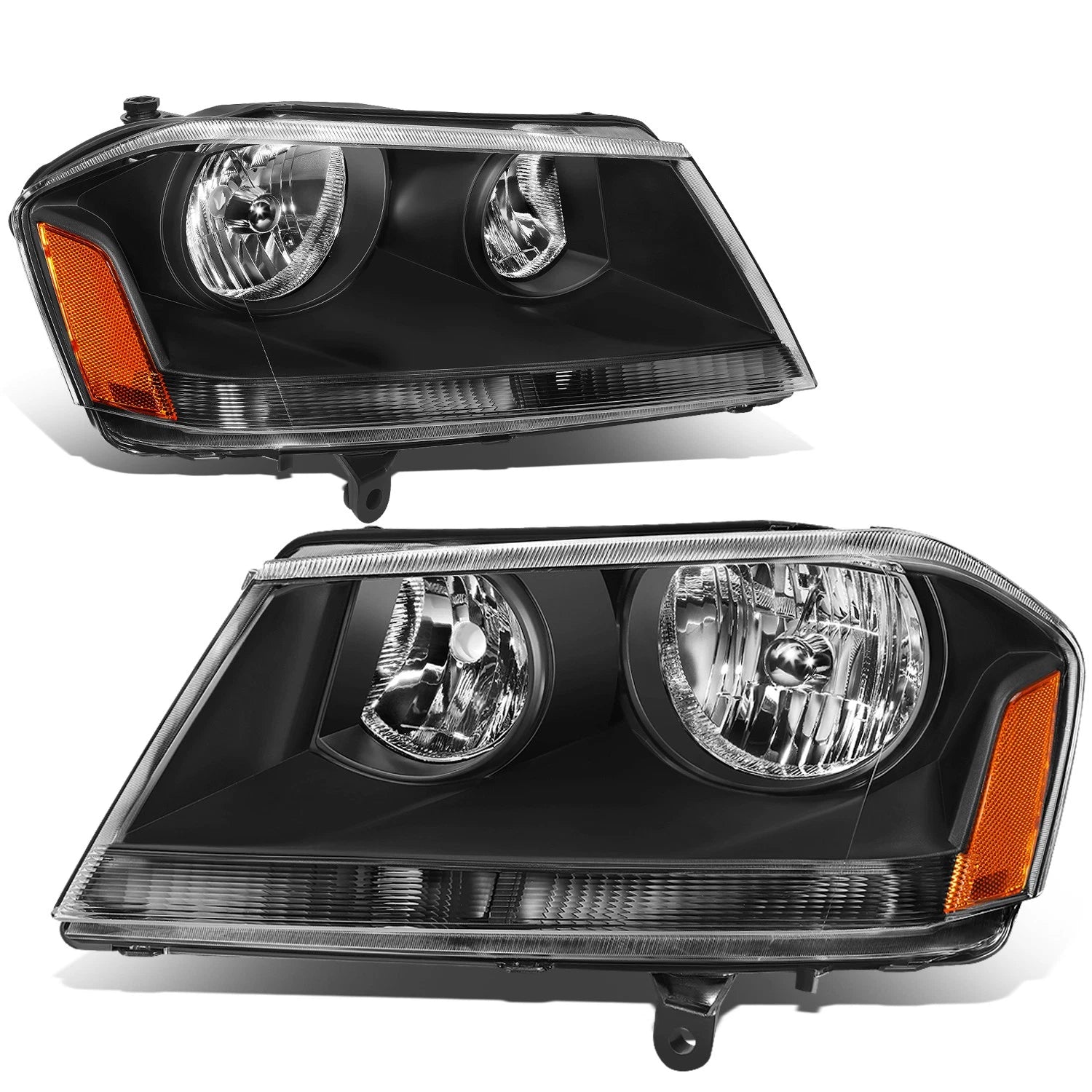 Factory Style Black Housing Amber Corner Headlights for Dodge Avenger (2008–2014)