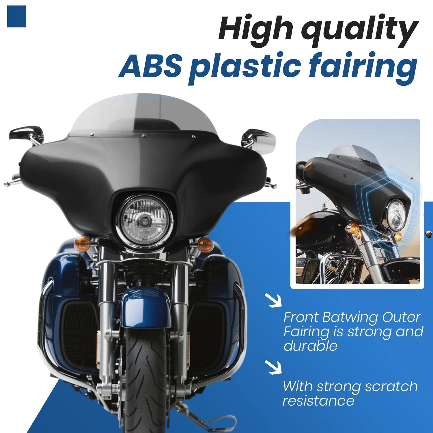 Black Front Outer Batwing Fairing for Harley Street Electra Glide FLHT (1996–2013)