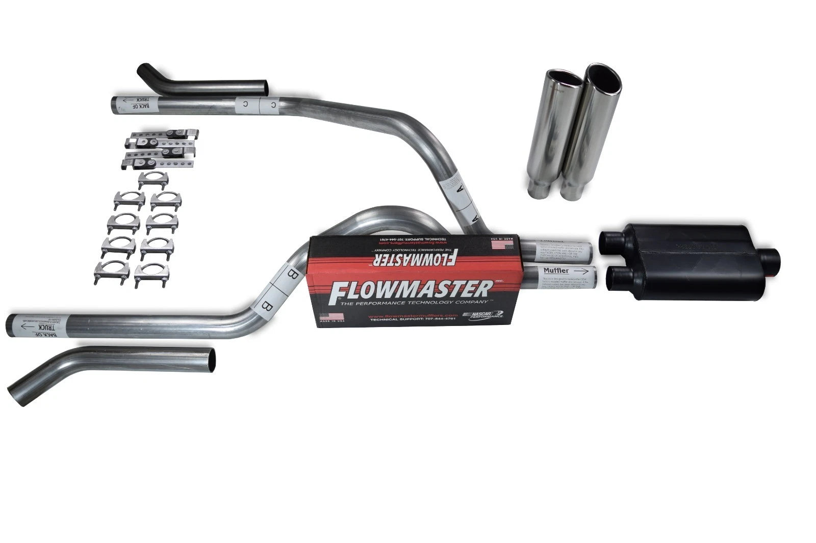 2.5" Dual Exhaust Kit for Dodge Dakota (1987–1996) - Flowmaster 40, Corner Exit