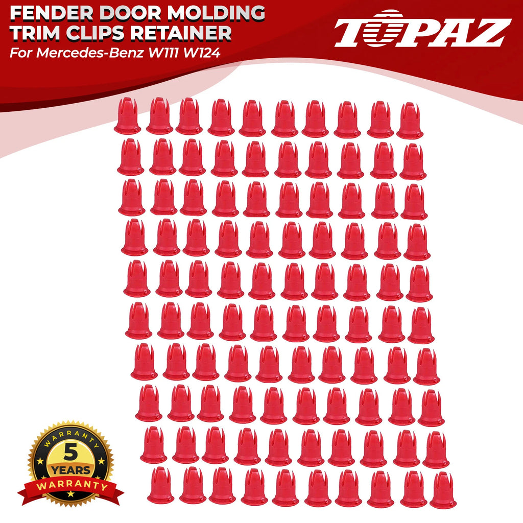 100PCS Fender Door Molding Trim Clips for Mercedes R107 W108 W111 (1972–1989)