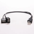 USB Y Splitter Cable Connector for Dual USB Female Jack (2.0A)