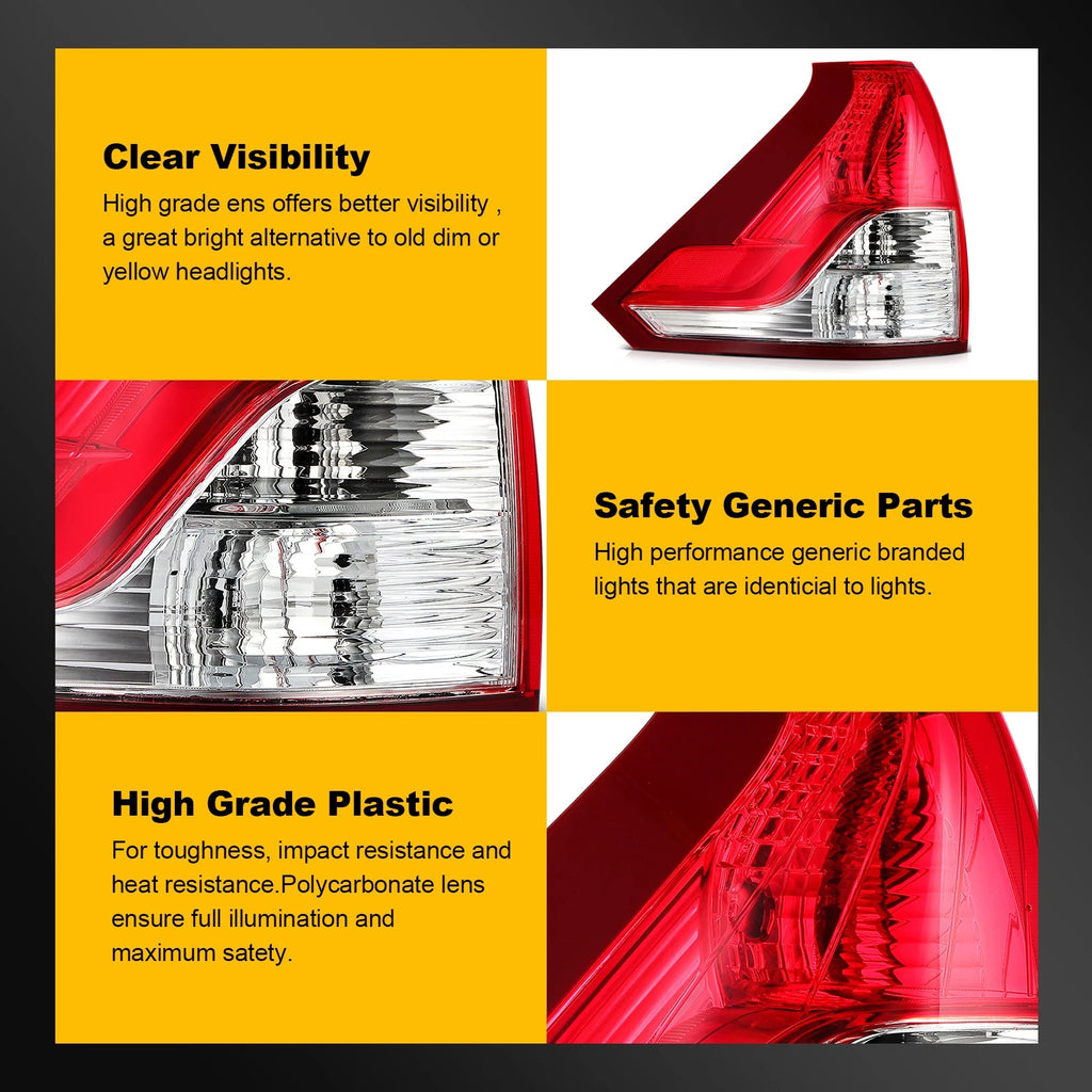 Tail Light Assembly Pair for Honda CR-V (2012–2014) Red Housing