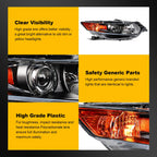 Headlight Assembly for Acura TSX (2009–2014) Black Amber HID Projector Pair