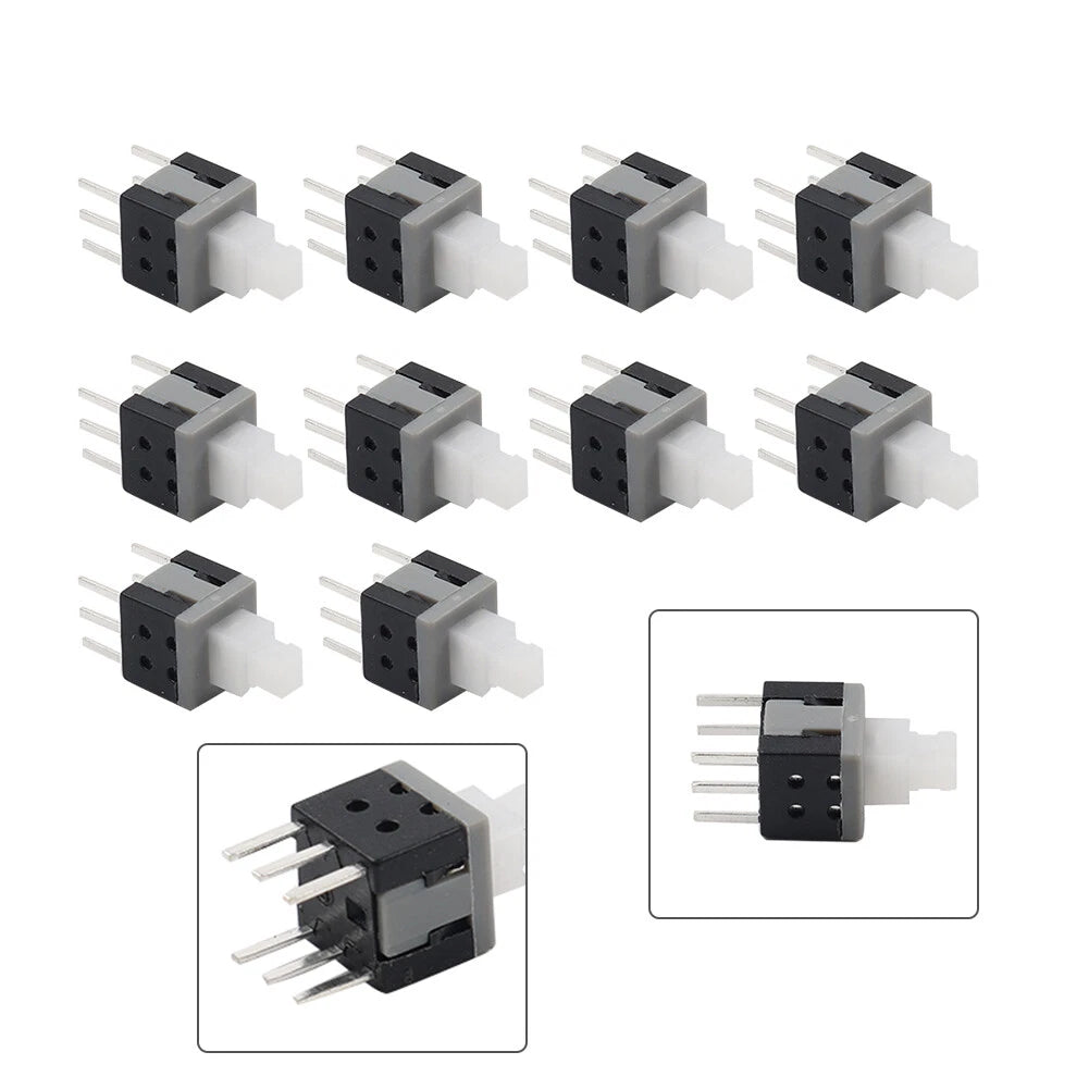 10PCS 5.8x5.8x10mm 6 Pin Tactile Push Button Switch Black for Automotive
