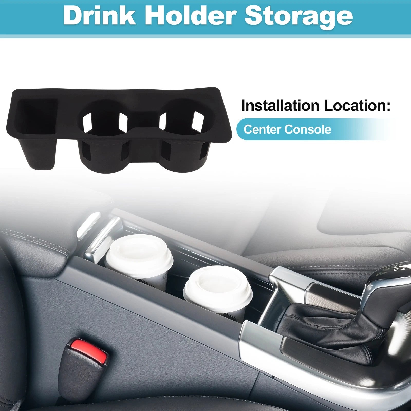 Center Console Cup Holder Organizer for Ford Maverick (2022–2025) TPE Black