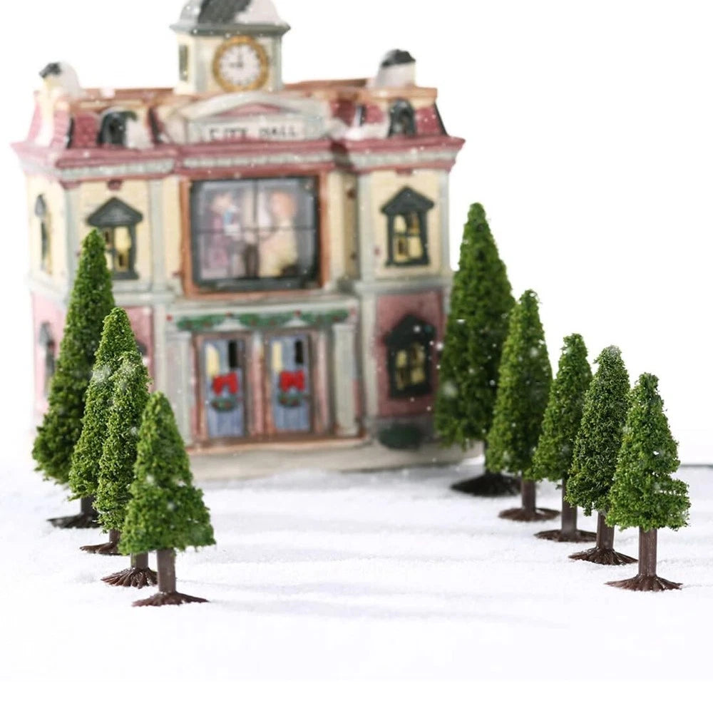 15Pcs Mixed Size Pine Trees for Train Railroad Diorama Scenery