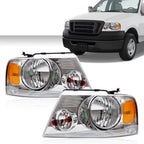 Headlight Assembly for Ford F150 (2004–2008) Chrome Housing Amber Reflector