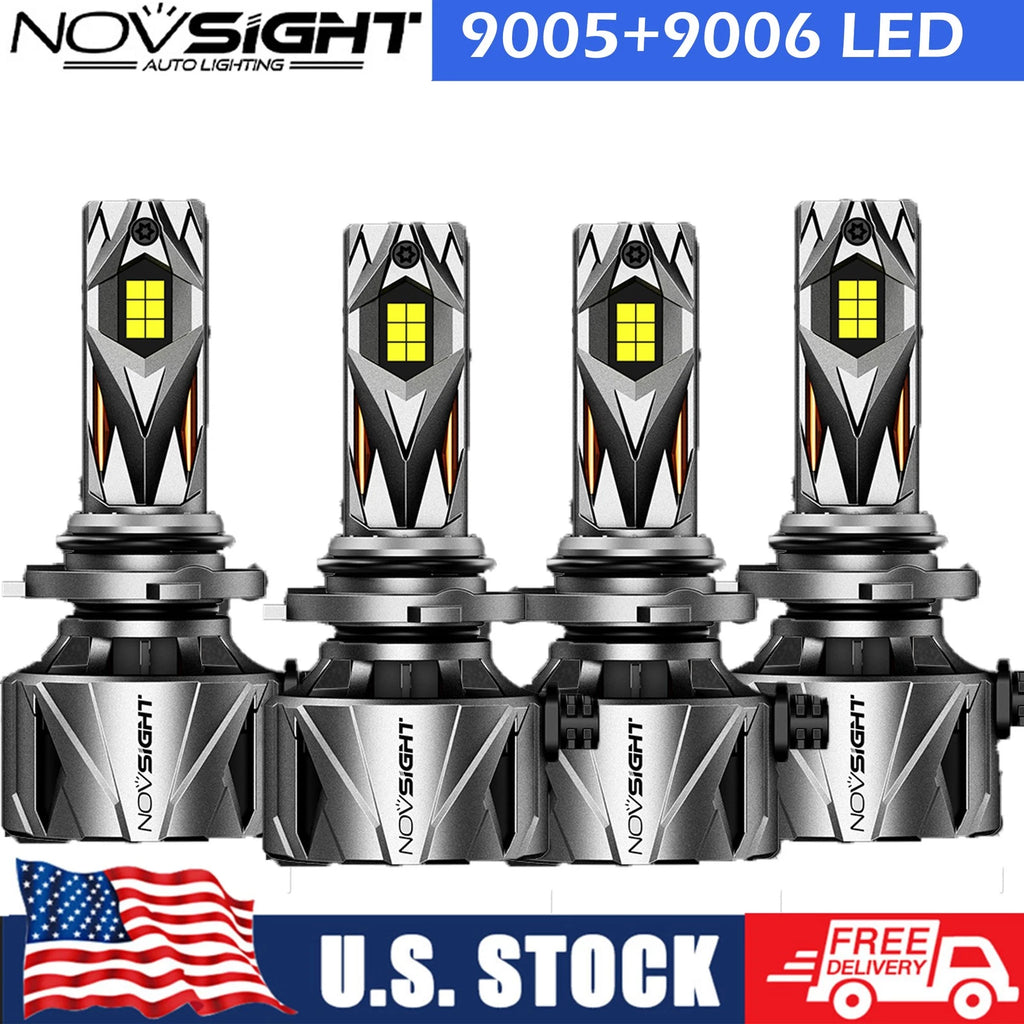 2X Novsight 9005 9006 LED Headlight Bulb Combo for