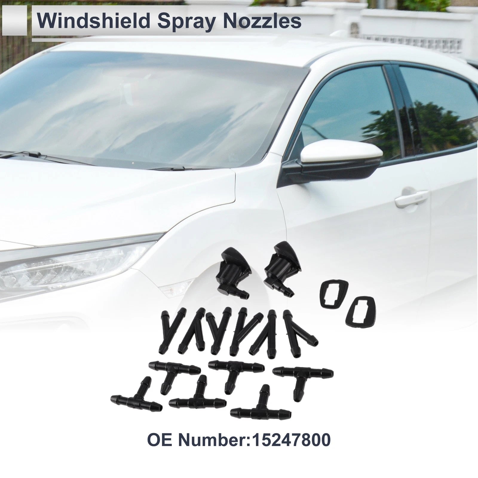 Windshield Washer Nozzle Set of 6 w/ Hose Connector for GMC (No. 15247800)