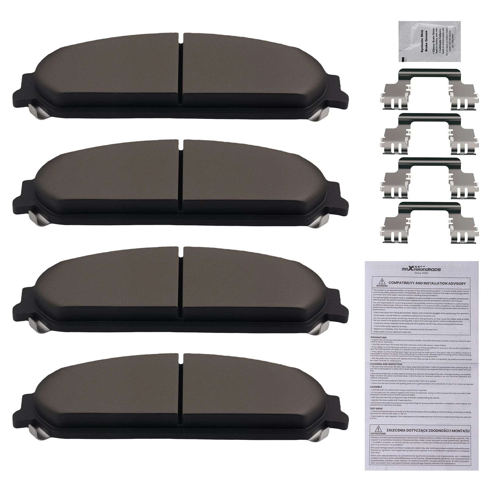 Front Ceramic Brake Pads Kit for Chrysler 200 300 Dodge Caliber Challenger (2011–2019) D1058