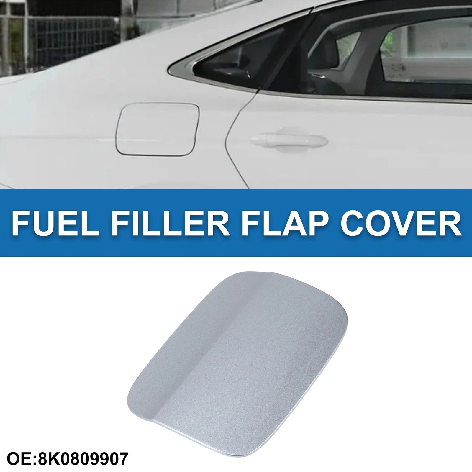 Fuel Tank Door Cap for Audi A4 (2009–2016) Fuel Filler Flap Cover Silver
