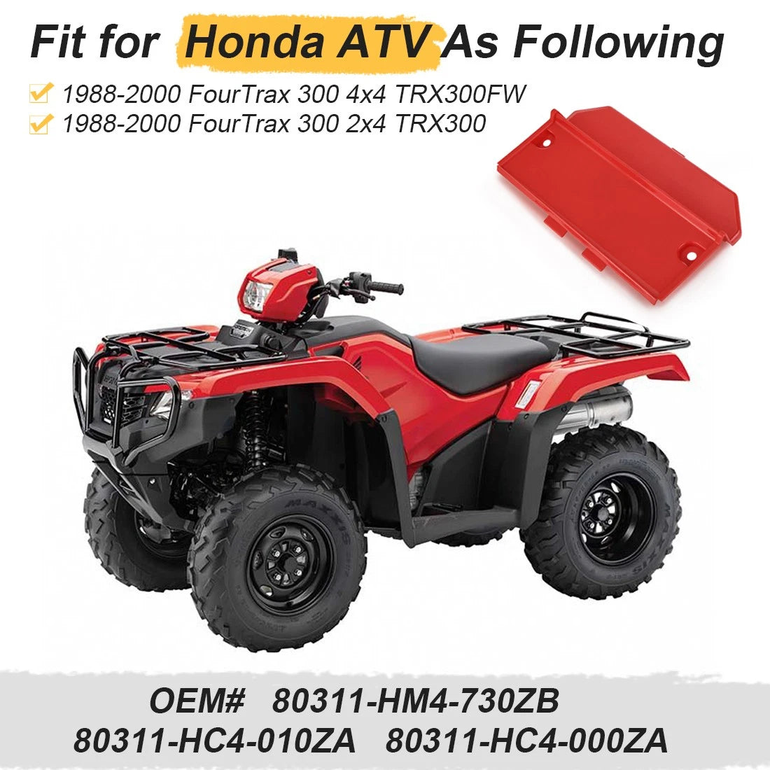 Red Plastic Battery Cover for Honda Fourtrax 300 TRX300 (1988–2000)