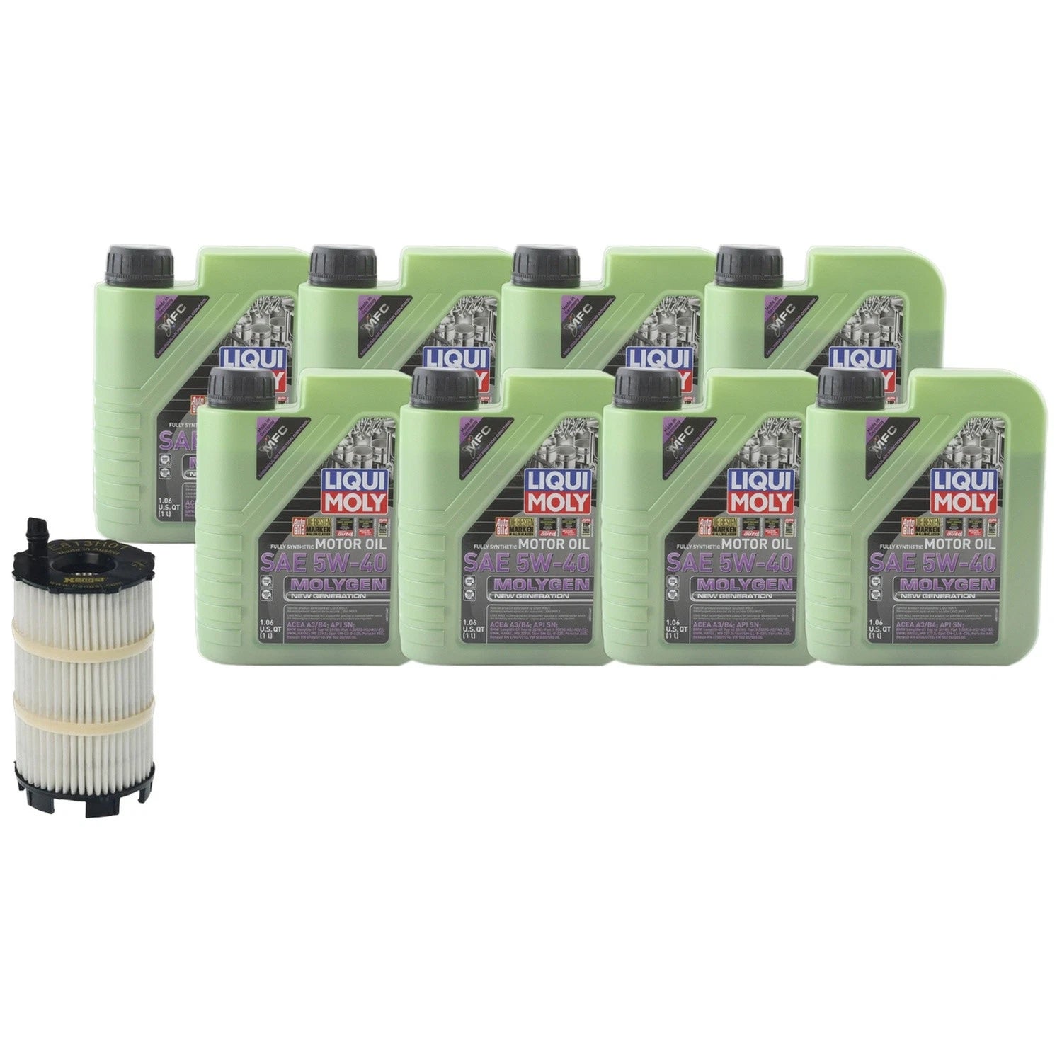 Engine Oil Change Kit 5W-40 for Audi A8 Quattro (2000–2002) - 8L Liqui Moly Molygen, Hengst