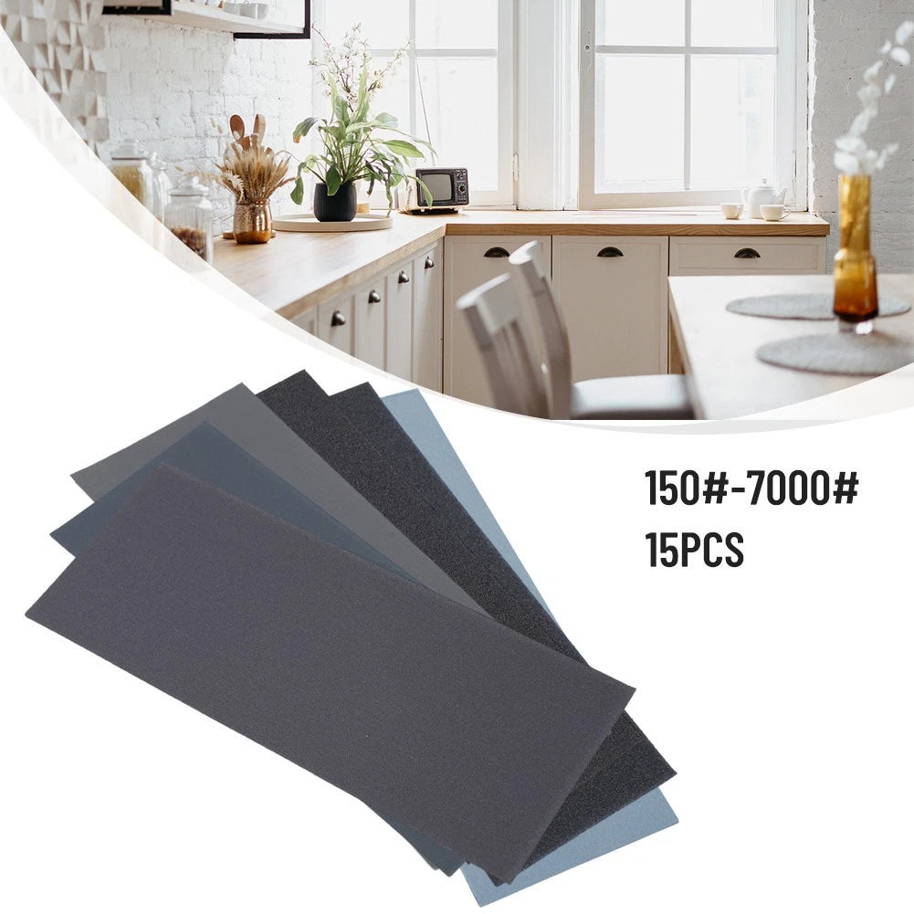 15pcs Sanding Grit Sandpaper for Woodwork and Plastic Crafting
