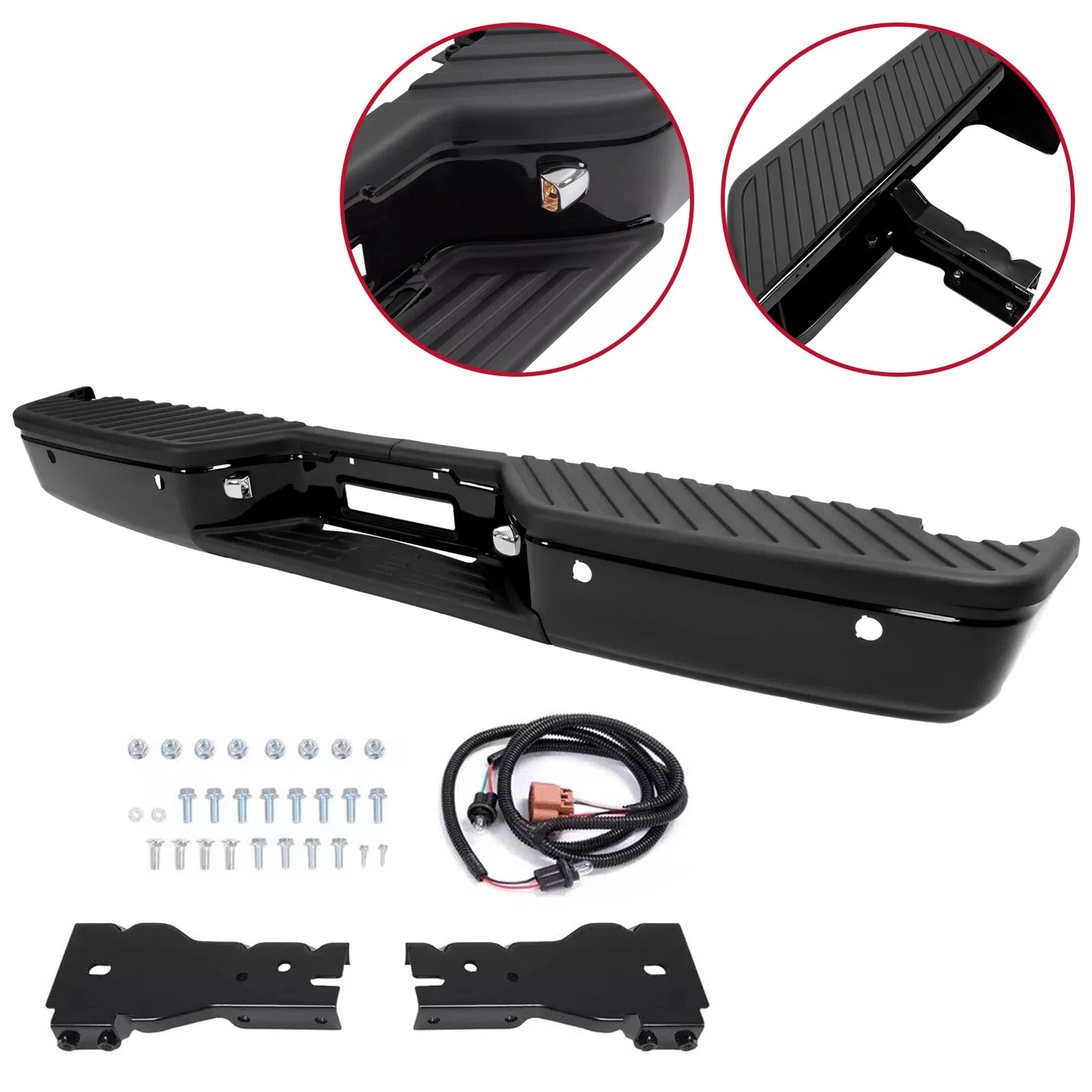 Complete Black Rear Bumper Assembly for Nissan Titan (2004–2015)