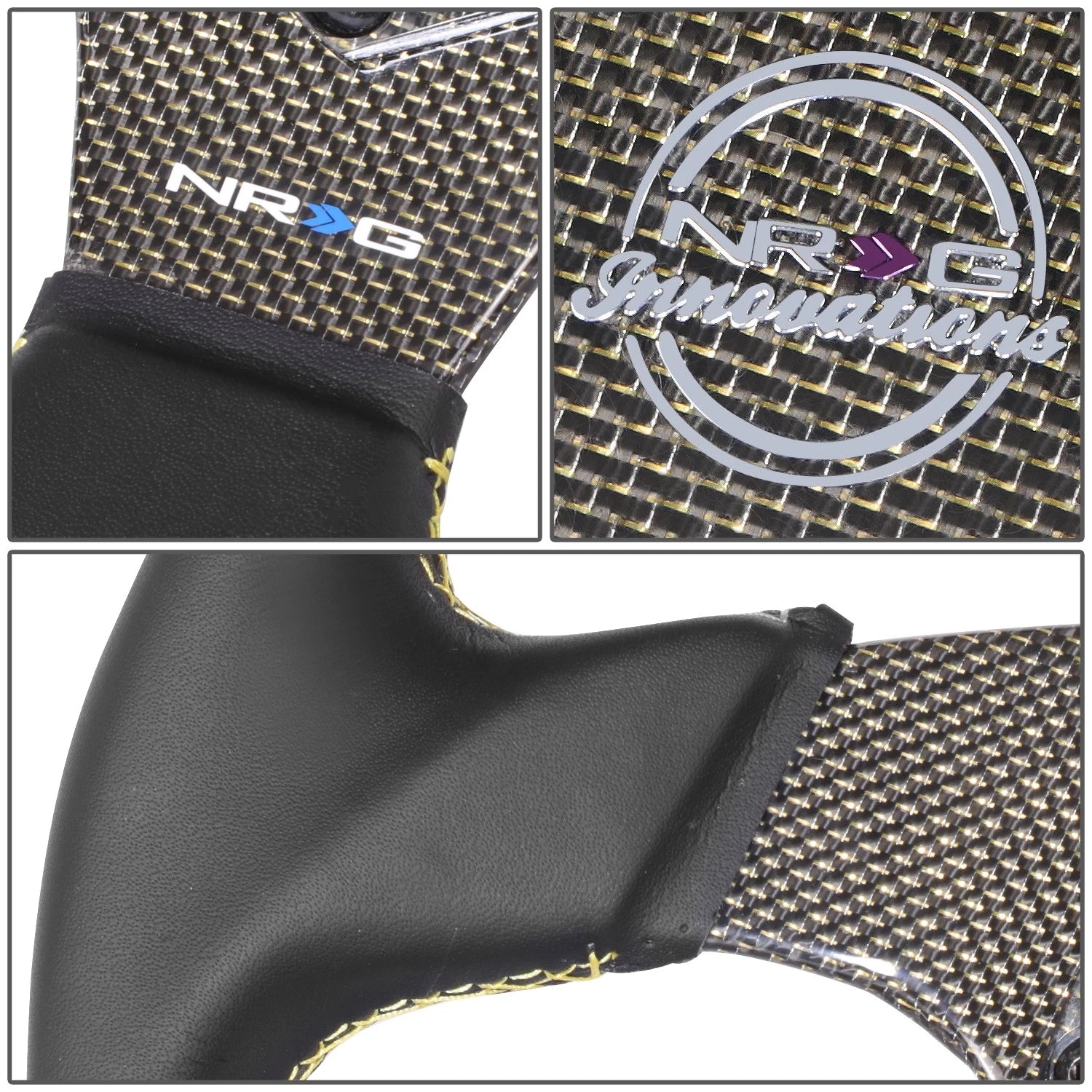 320mm Flat Dish Steering Wheel for NRG (3-Spoke, Yellow Stripe, Suede)