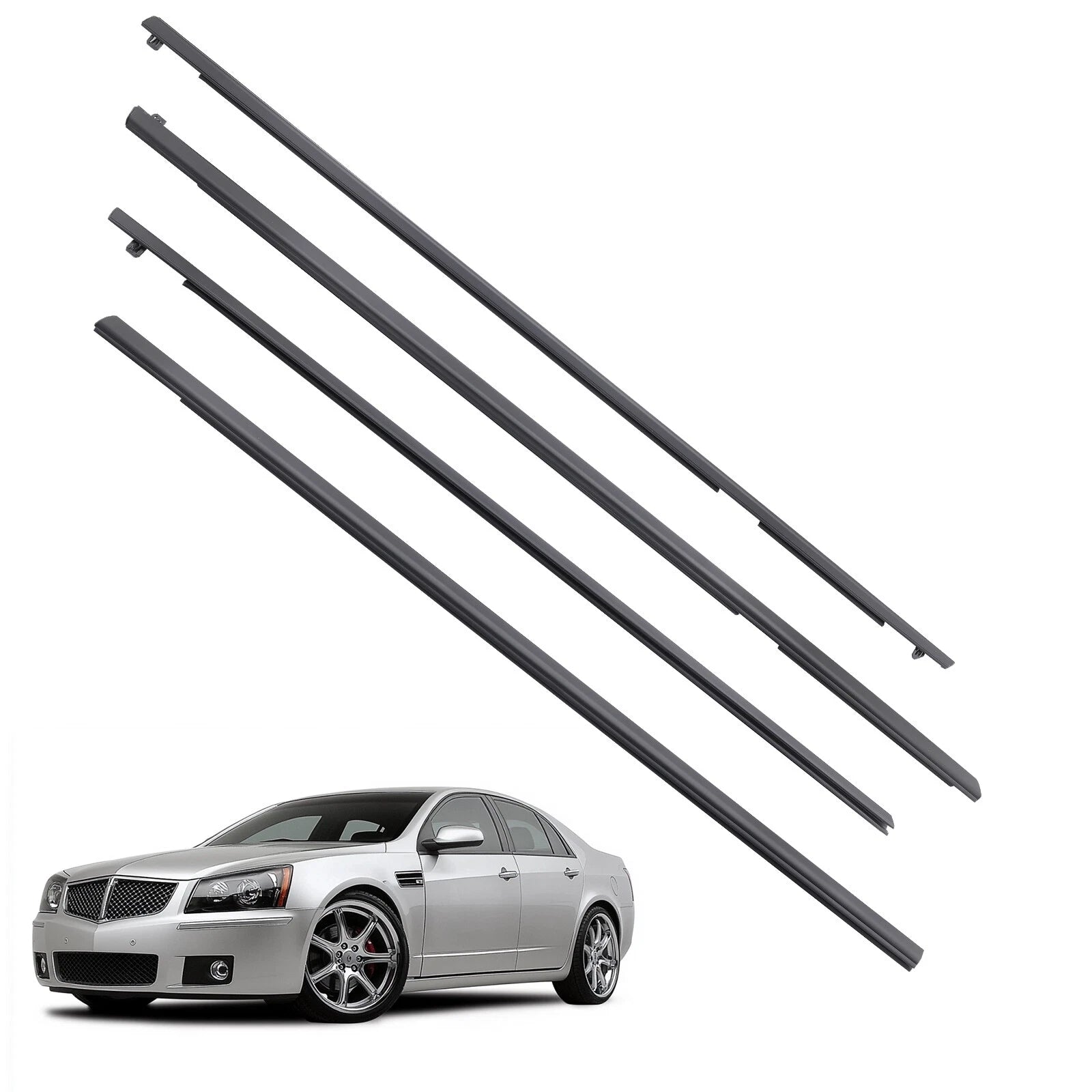 Set of 4 Lower Door Window Reveal Molding Weatherstrip for Pontiac G8 (2008–2009)