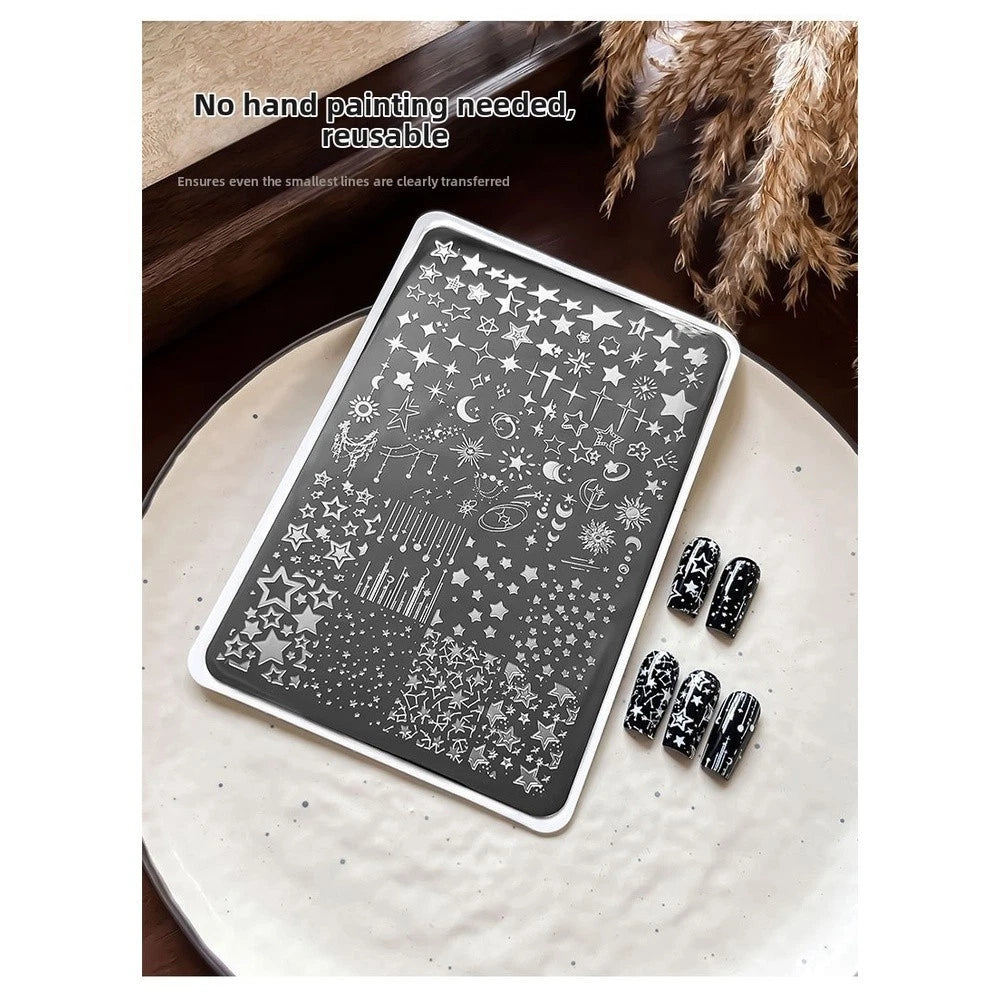 Nail Stamping Plate for Moon Star Theme (9.5 cm x 14.5 cm)