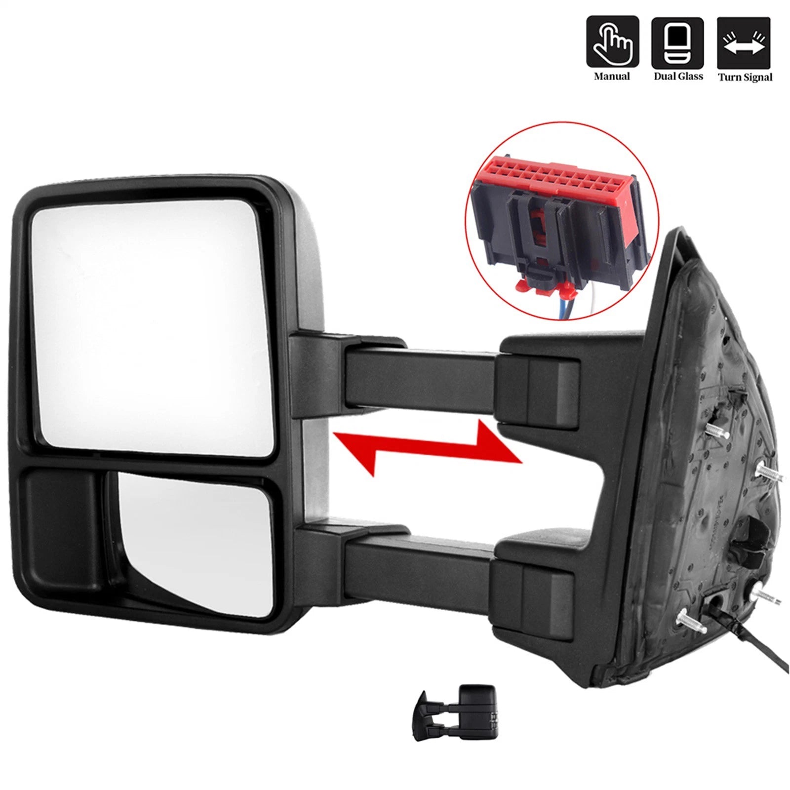 Driver Side Manual Towing Mirror with Turn Signal for F250-F550 (2008–2016)