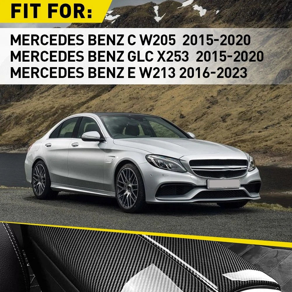Carbon Fiber Center Armrest Box Trim for Mercedes Benz C Class W205 (2015–2021)