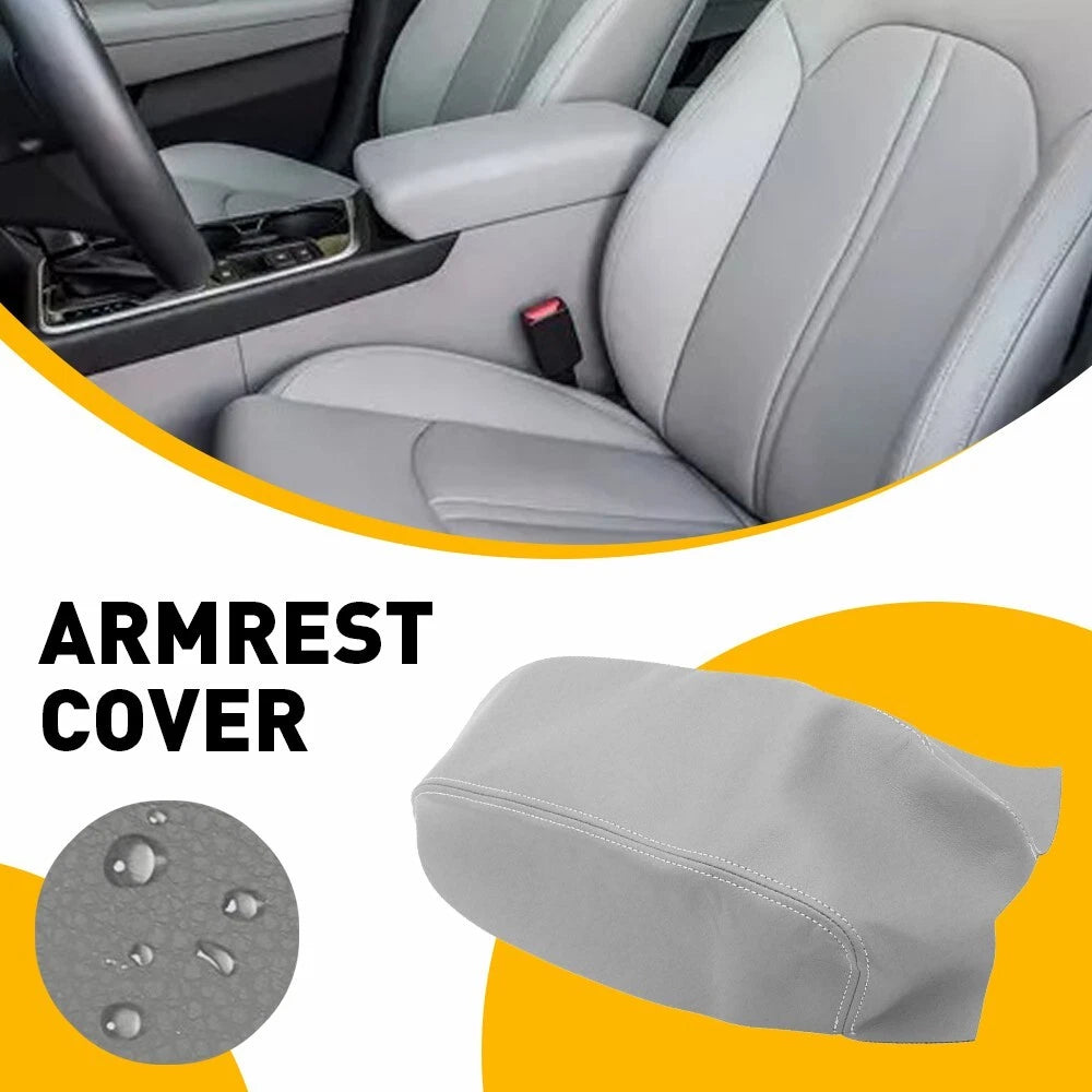 Center Console Lid Armrest Cover for Hyundai Sonata (2015–2018) Gray Vinyl