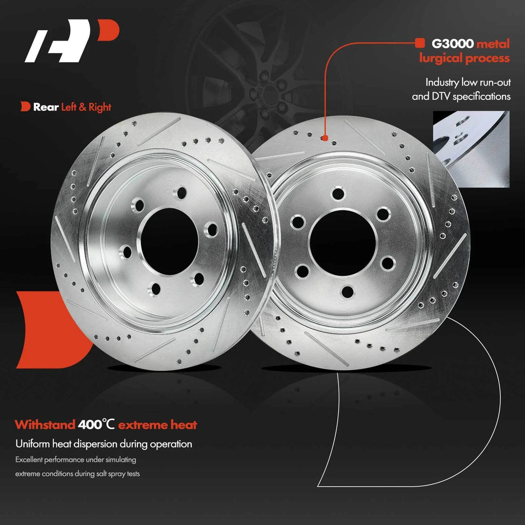 Rear Drilled Brake Rotor for Ford F-150 (2015–2017) w/Electric Parking Brake